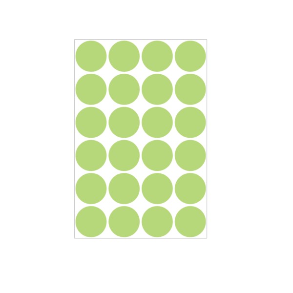 1" Color Coding Dots Lime - Sheet Form